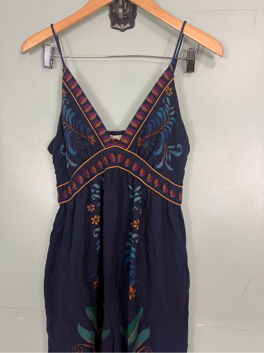 Farm Rio Anthropologie V Neck Sleeveless Floral Jumpsuit Wide Leg Medium - Picture 3 of 8